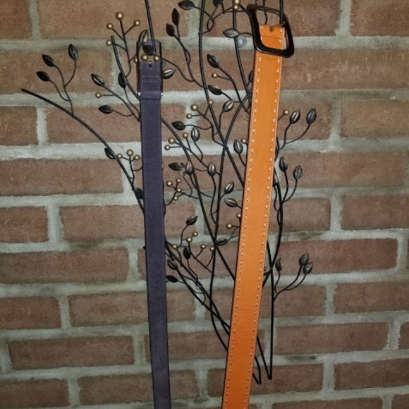 Cole Haan Orange Leather Purple Suede belts size M - Picture 2 of 6